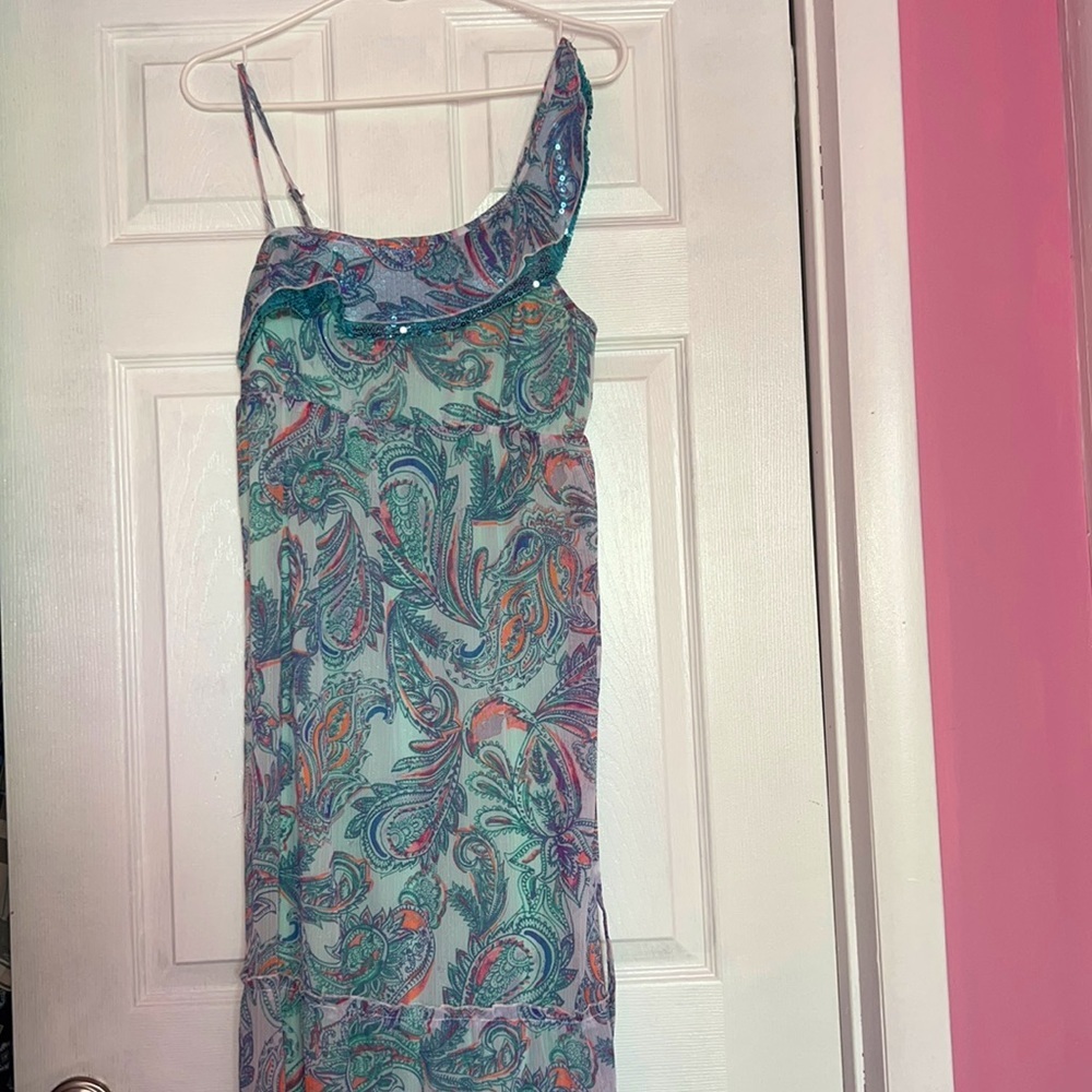 Justice Long Blue Sleeveless Sequin Dress
